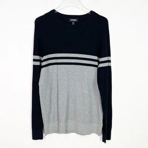 Express gray and black long sleeve pullover sweater.